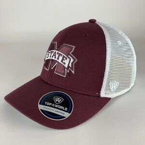 Mississippi State Bulldogs NCAA Maroon Top of the World Snapback Trucker Hat New